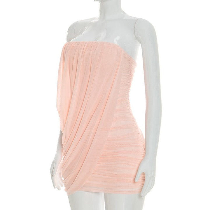Strapless mini dress with pleat detailing – Romily
