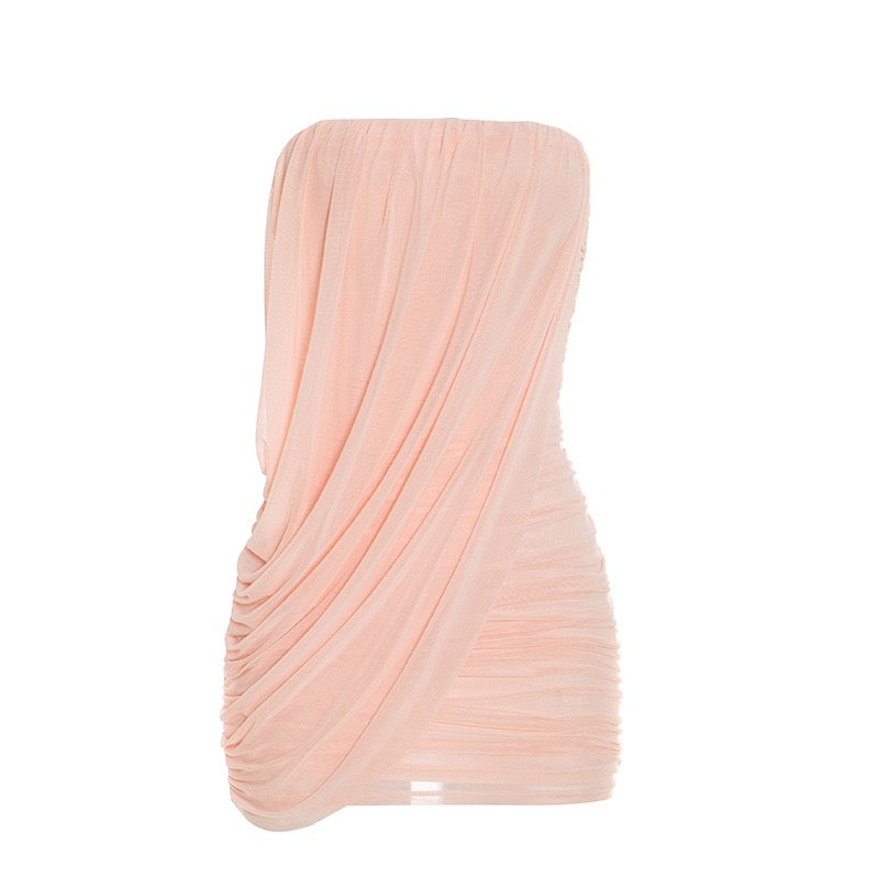 Strapless mini dress with pleat detailing – Romily