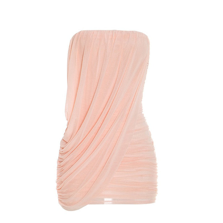 Strapless mini dress with pleat detailing – Romily