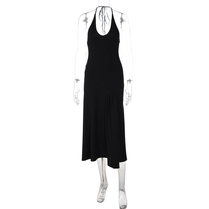 Genia - Midi dress with a halter tie and open back