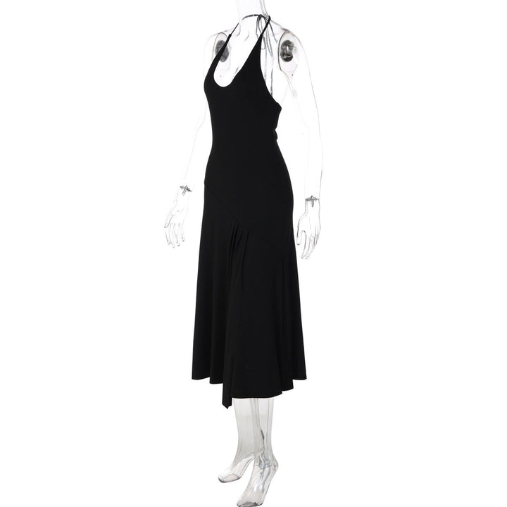 Genia - Midi dress with a halter tie and open back