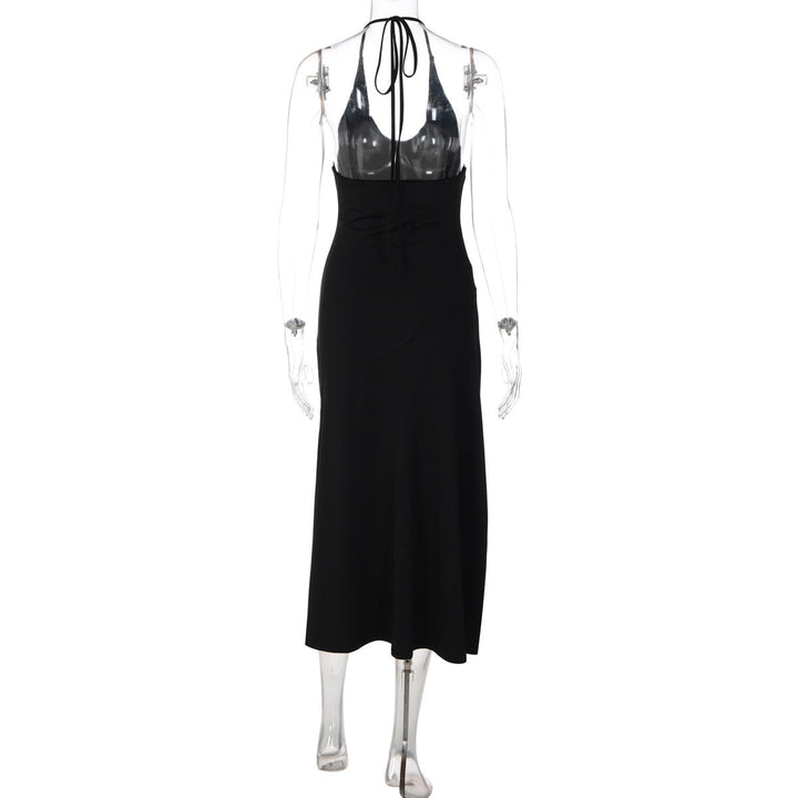 Genia - Midi dress with a halter tie and open back