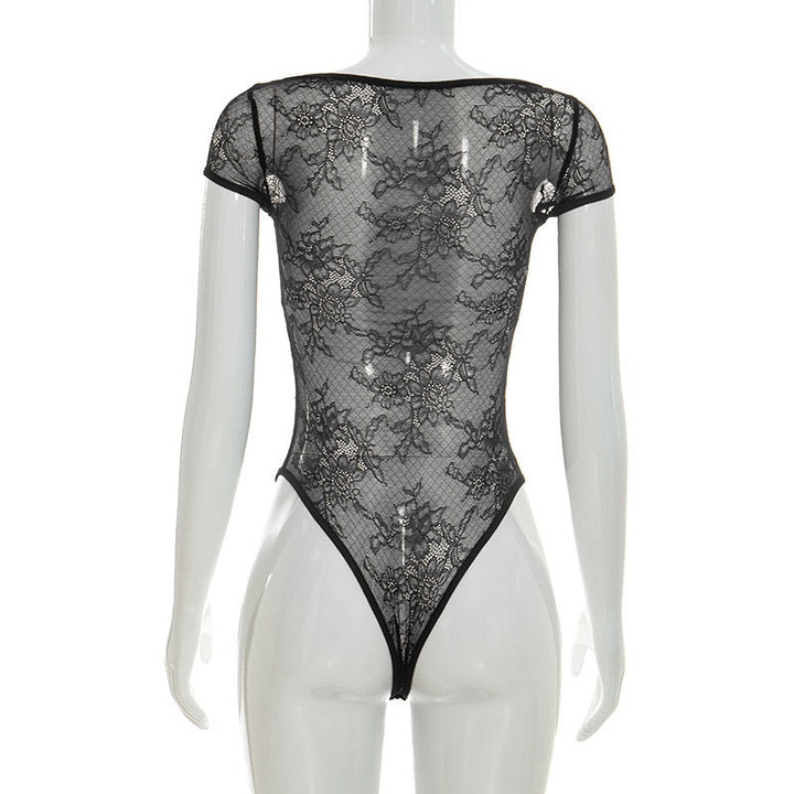 Two-piece set with a lace bodysuit and ruched mini skirt with a train – Shenina