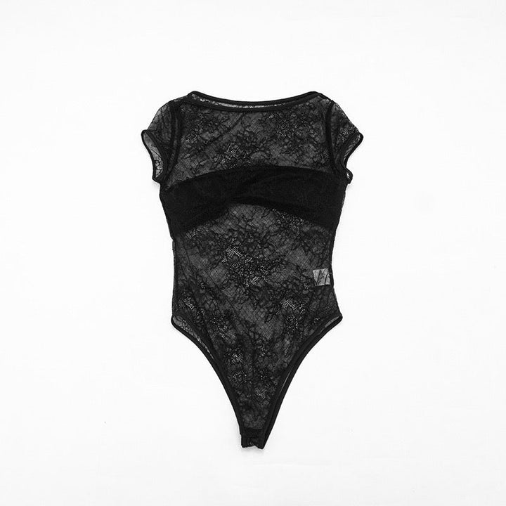Two-piece set with a lace bodysuit and ruched mini skirt with a train – Shenina