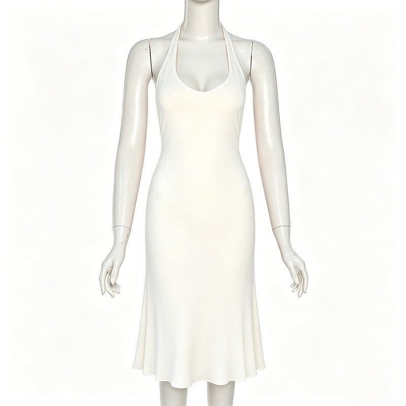 Gili - Midi dress with a halter tie and open back