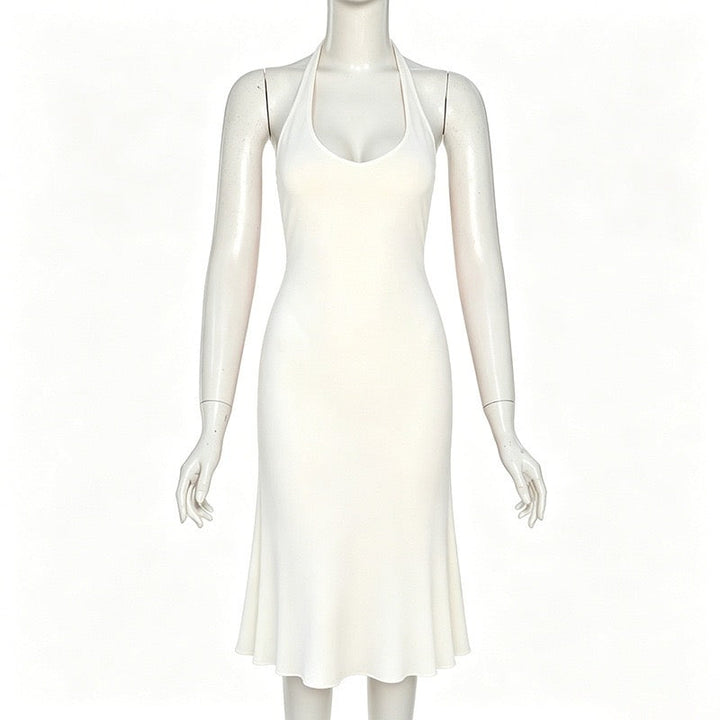 Gili - Midi dress with a halter tie and open back