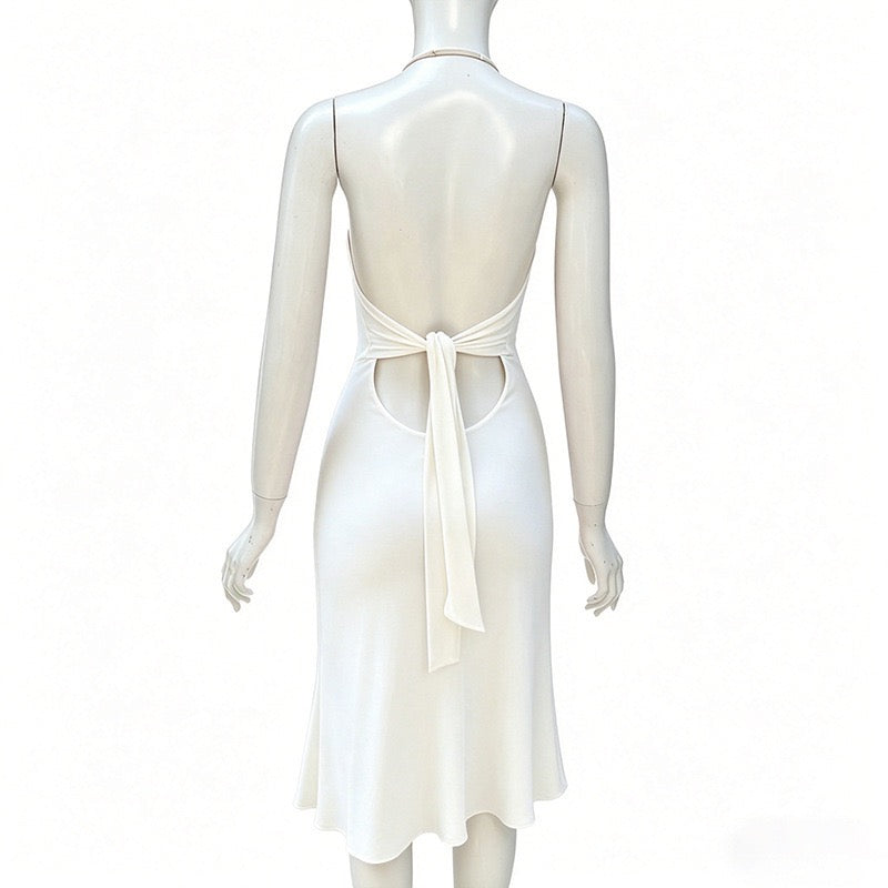 Gili - Midi dress with a halter tie and open back