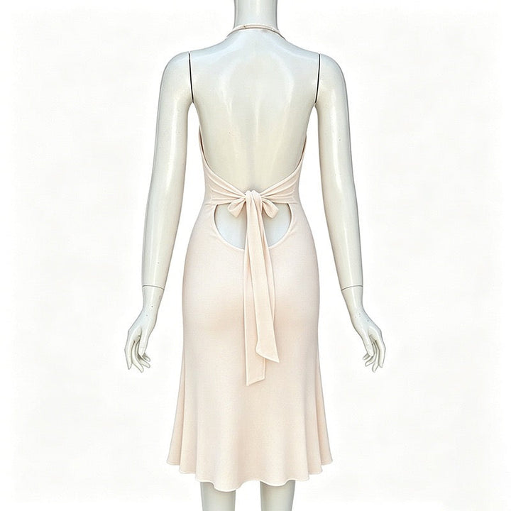 Gili - Midi dress with a halter tie and open back