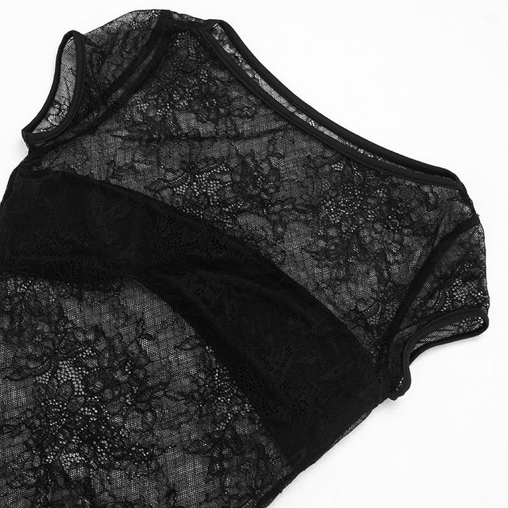 Two-piece set with a lace bodysuit and ruched mini skirt with a train – Shenina
