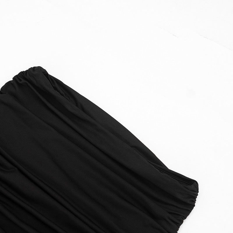 Two-piece set with a lace bodysuit and ruched mini skirt with a train – Shenina