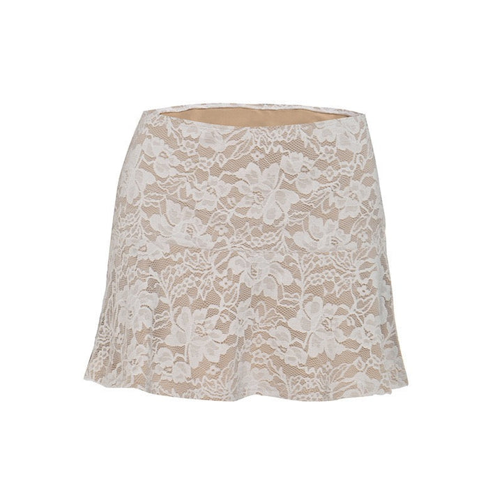 Two-piece set with a strapless top and lace mini skirt with a cover-up – Shaina
