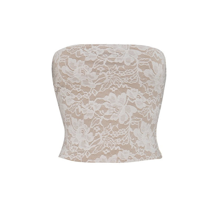 Two-piece set with a strapless top and lace mini skirt with a cover-up – Shaina