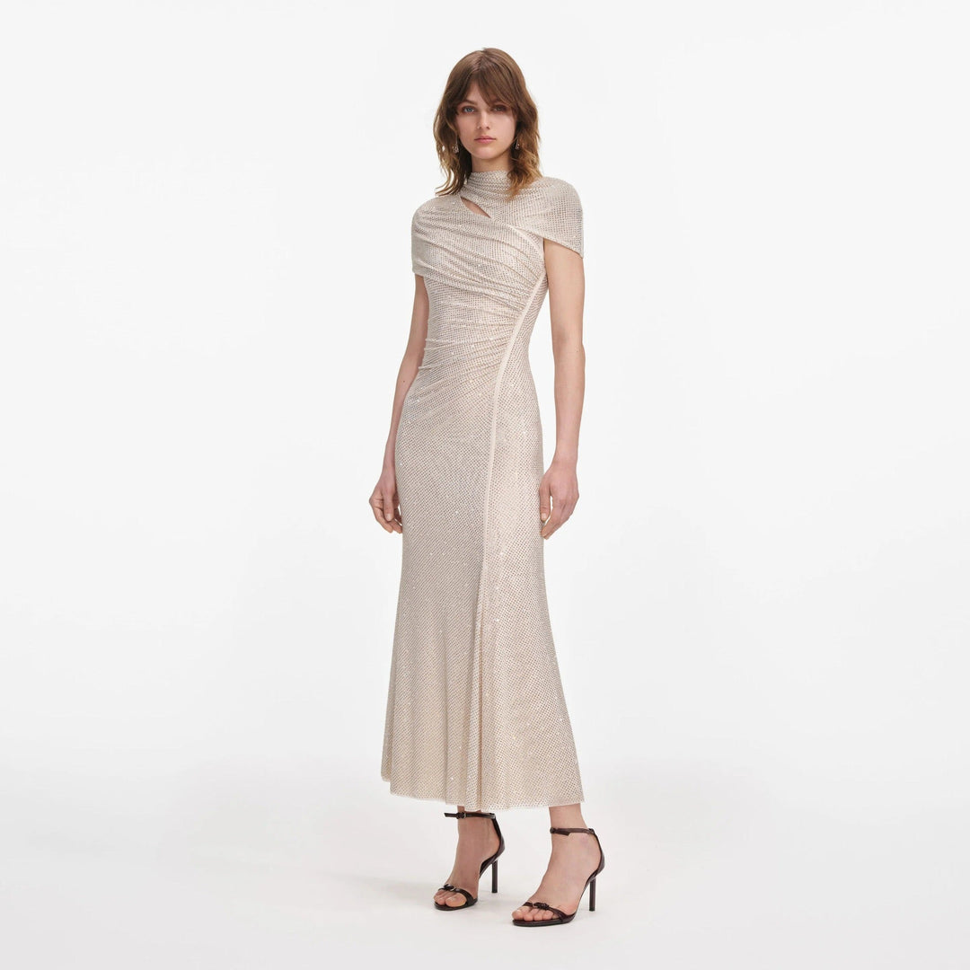 Maxi Dress with Shiny Rhinestone Design - Noelle