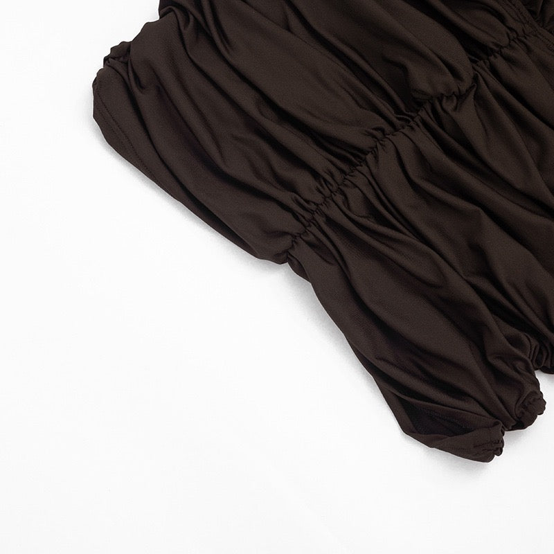 Fitted ruched mini dress with an open back – HILI