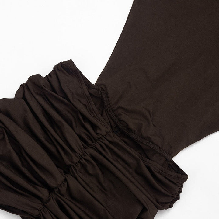 Fitted ruched mini dress with an open back – HILI