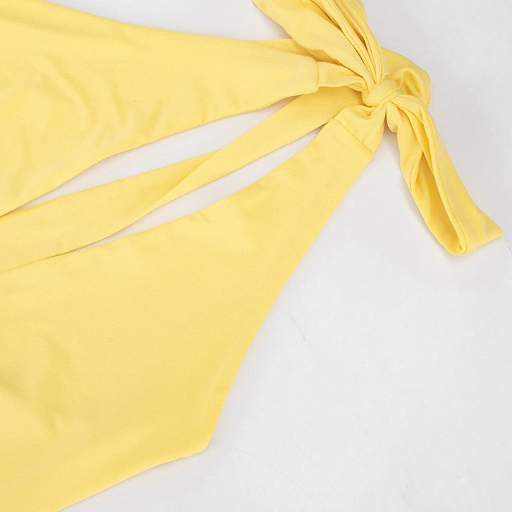 Maxi dress with a slit, pleats, neck tie, and open back – Penelope