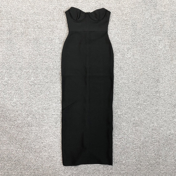 Elegant strapless maxi dress in shapewear fabric - ZOMA