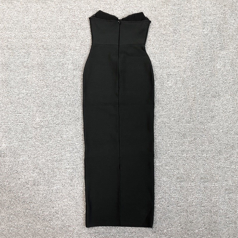 Elegant strapless maxi dress in shapewear fabric - ZOMA