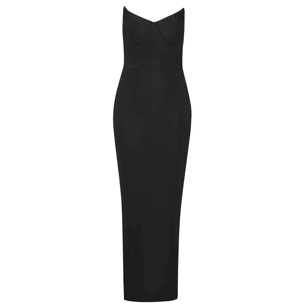 Elegant strapless maxi dress in shapewear fabric - ZOMA