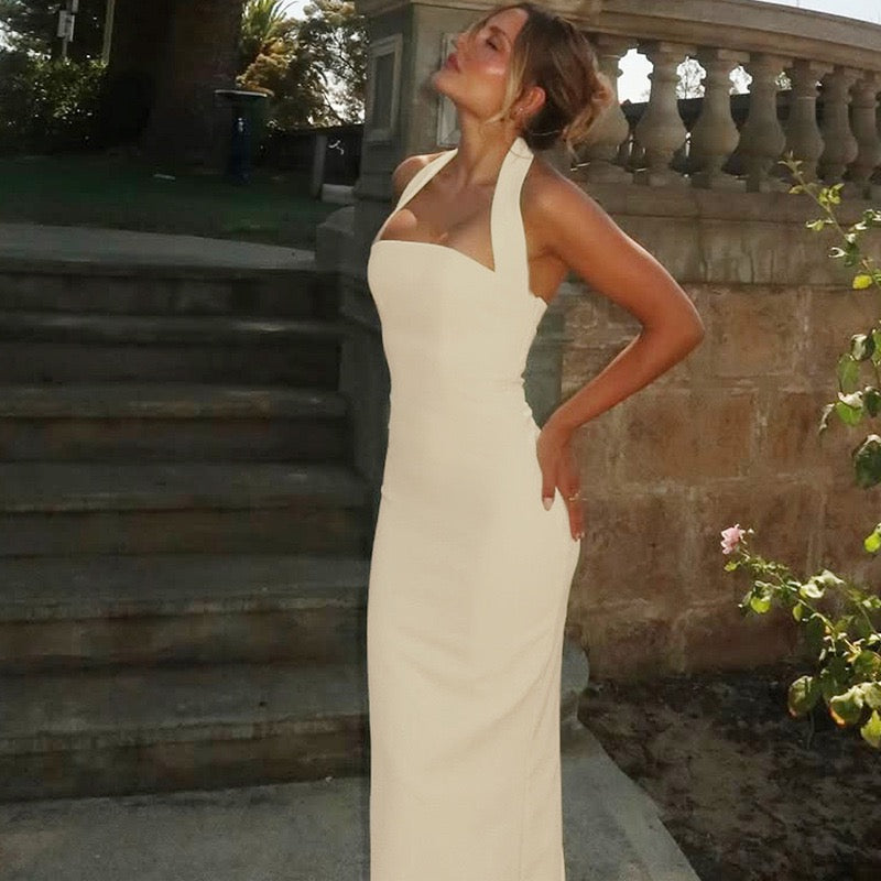 Maxi dress with open back, shapewear fabric - Yahli