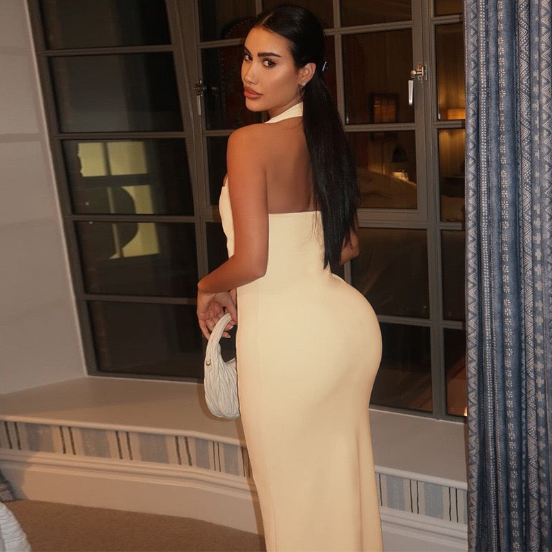 Maxi dress with open back, shapewear fabric - Yahli