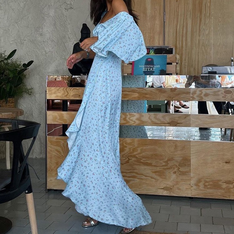 Floral satin maxi dress – FLOREA