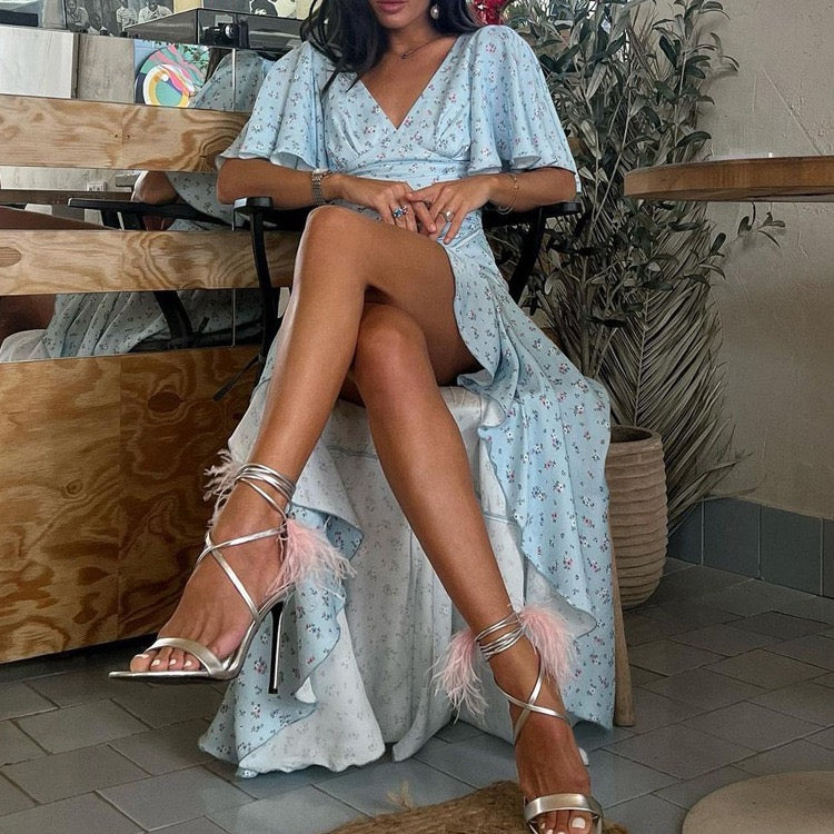 Floral satin maxi dress – FLOREA