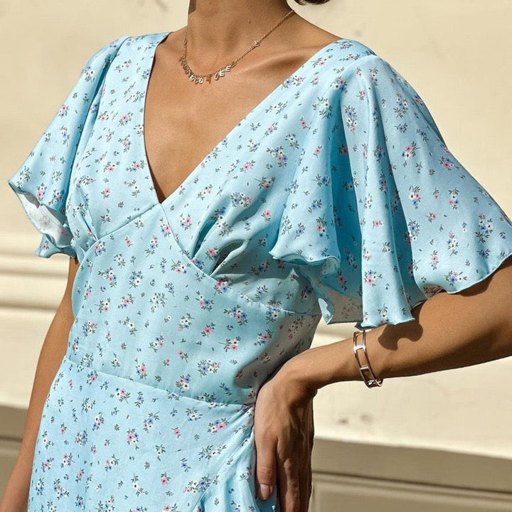 Floral satin maxi dress – FLOREA