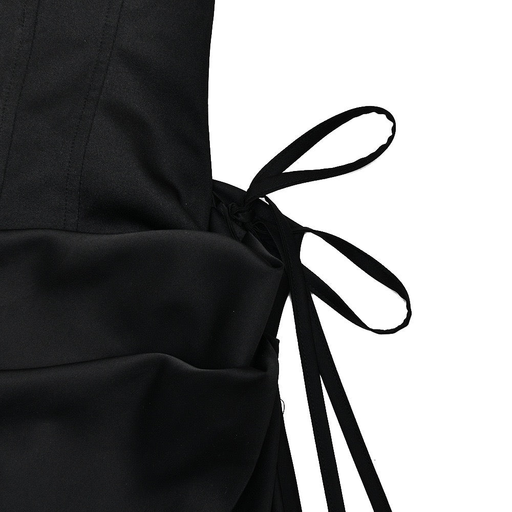 Strapless satin maxi dress with bodysuit corset design - Ariel