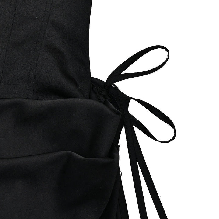 Strapless satin maxi dress with bodysuit corset design - Ariel