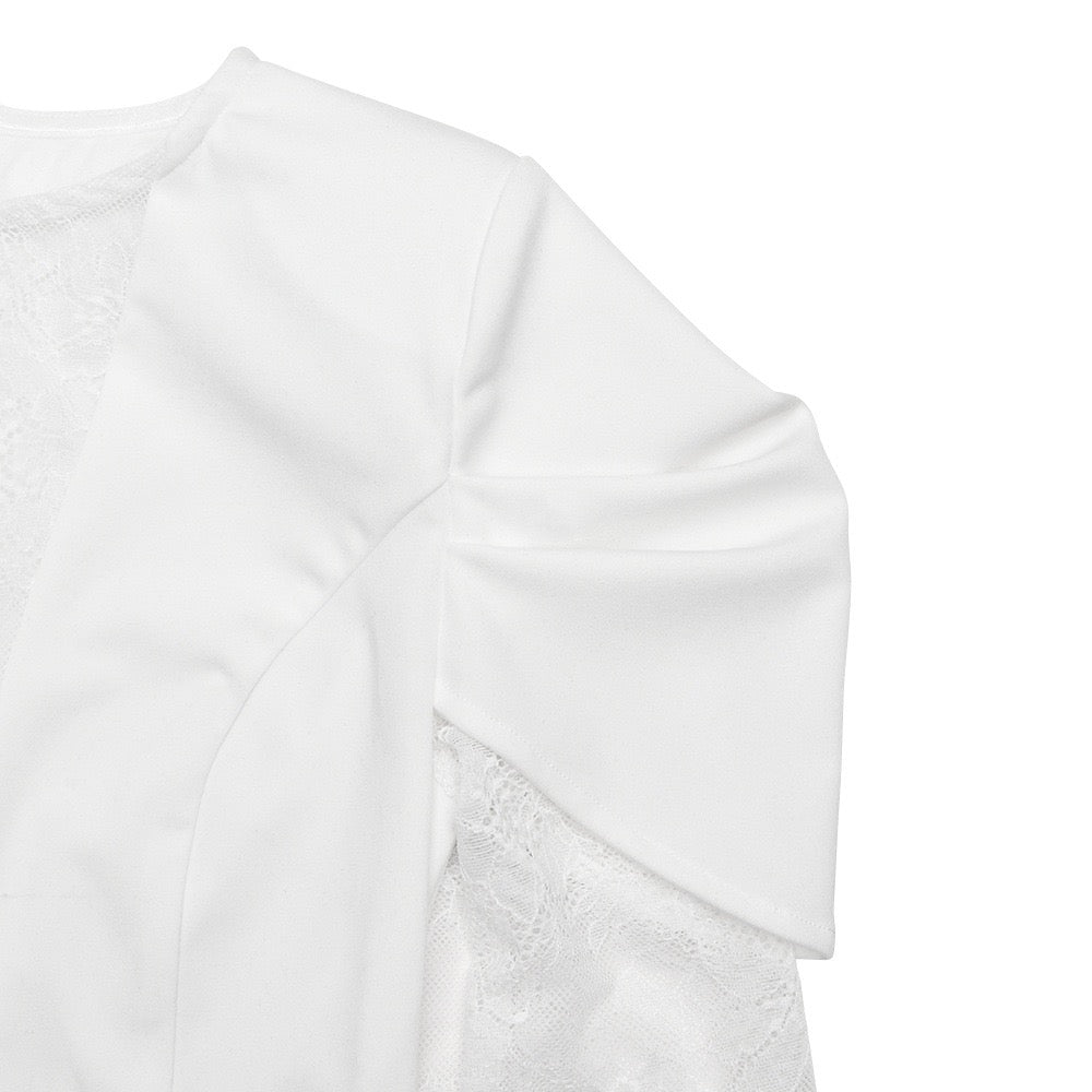 Tailored midi dress with lace and slit design - SALIN