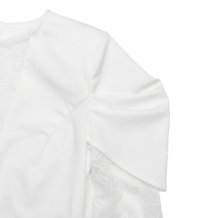 Tailored midi dress with lace and slit design - SALIN