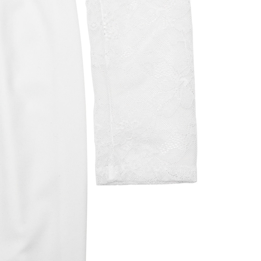 Tailored midi dress with lace and slit design - SALIN