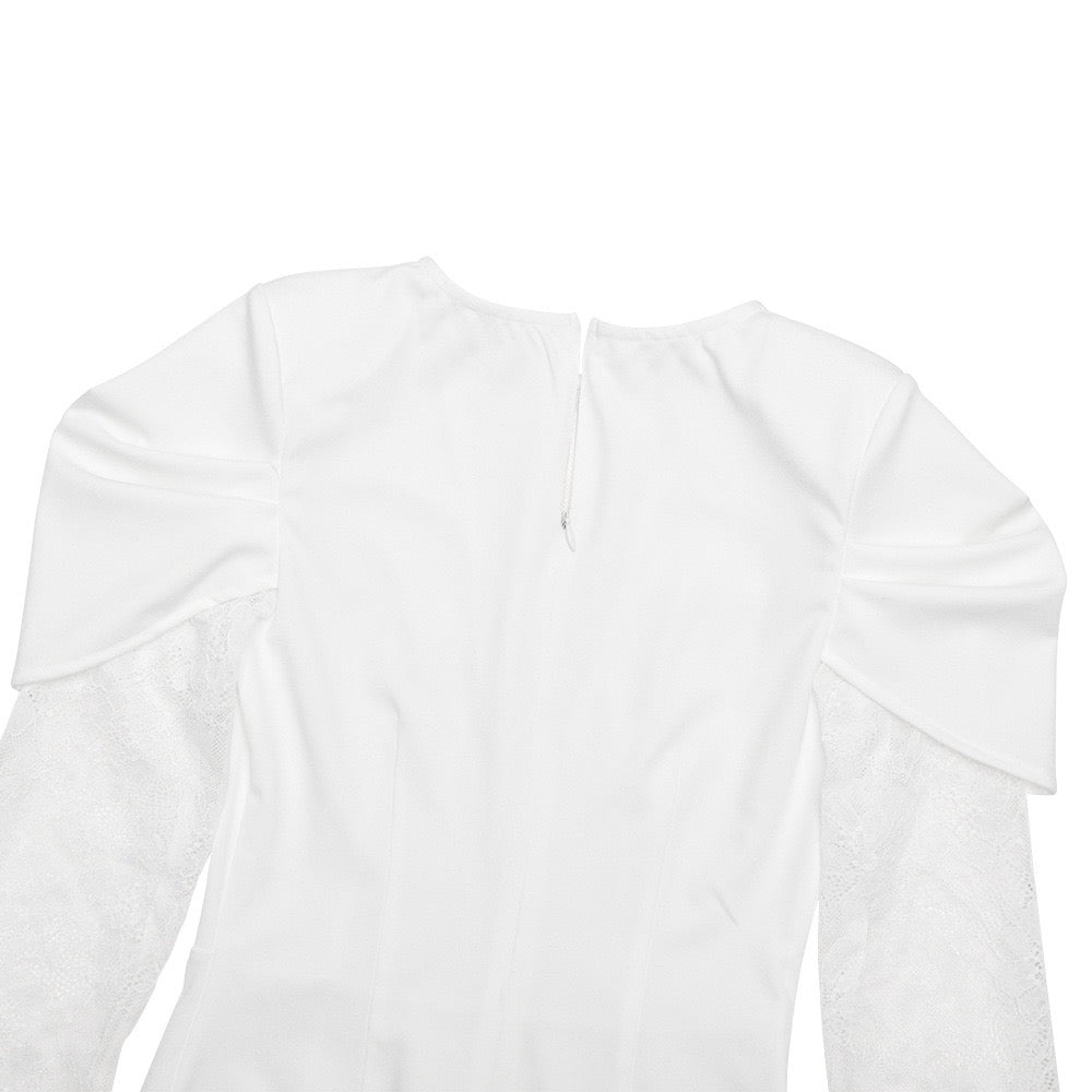 Tailored midi dress with lace and slit design - SALIN