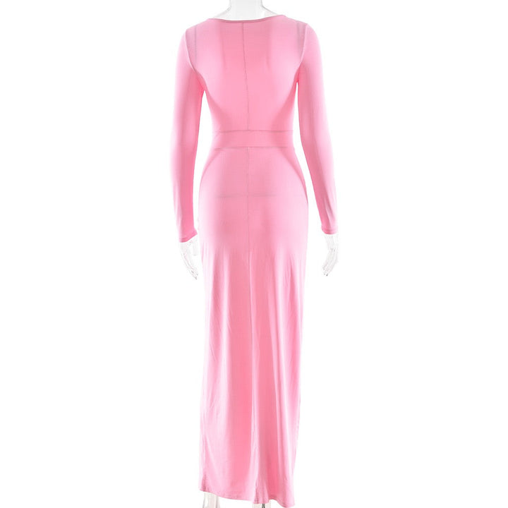 Maxi dress with gathers and buckle design - RAVIV