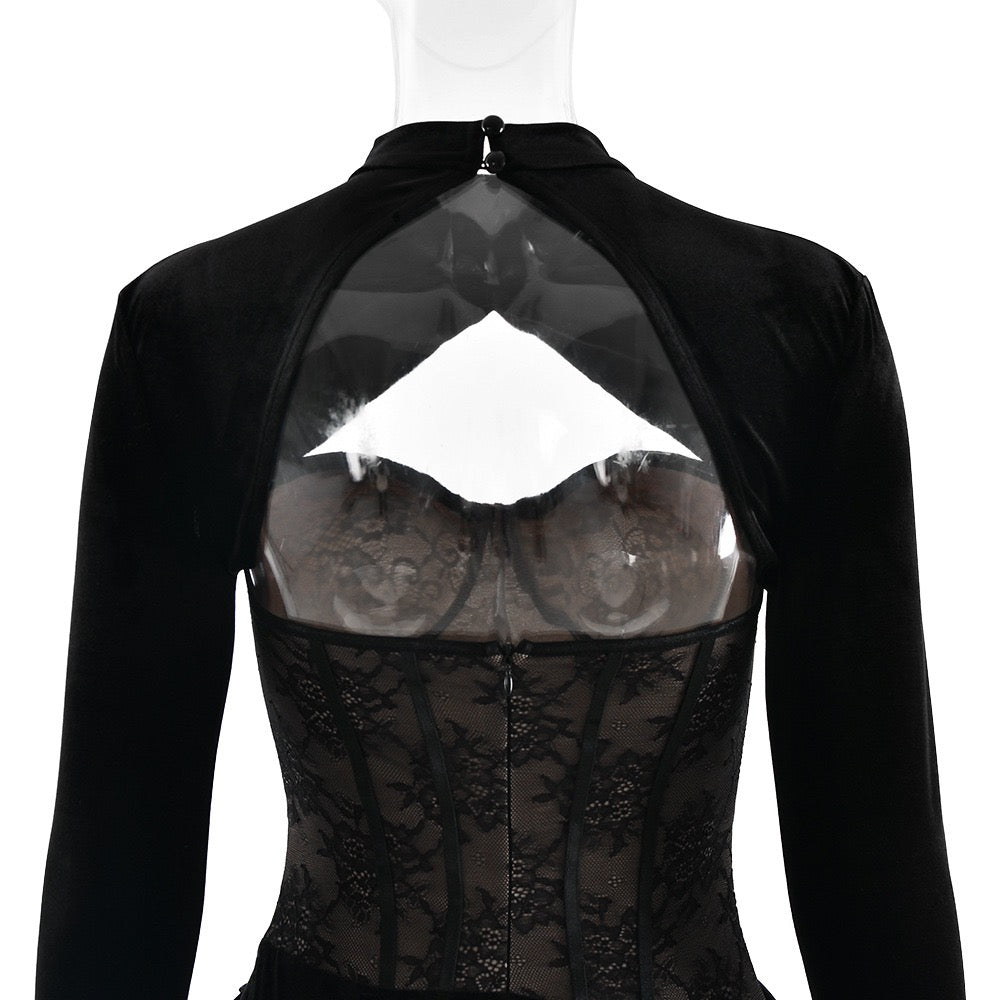 Strapless velvet maxi dress with lace bodice design and matching top - Isabella