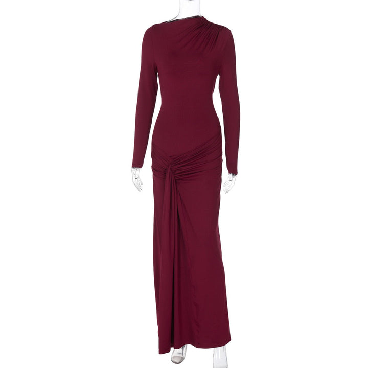 Maxi Dress with Ruching and Back Tie for Waist Fitting - Hermosa
