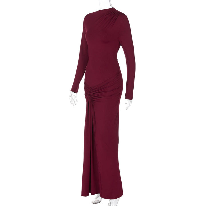 Maxi Dress with Ruching and Back Tie for Waist Fitting - Hermosa