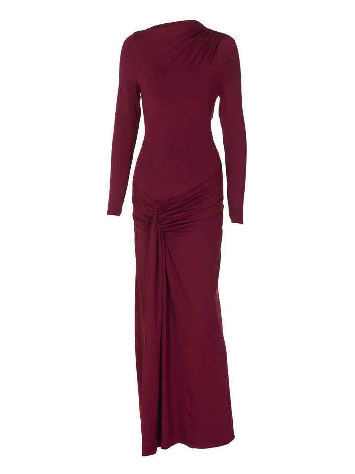Maxi Dress with Ruching and Back Tie for Waist Fitting - Hermosa