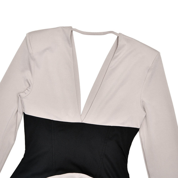 Corset maxi dress with slit and pleats, V-neckline, open back - TANIR