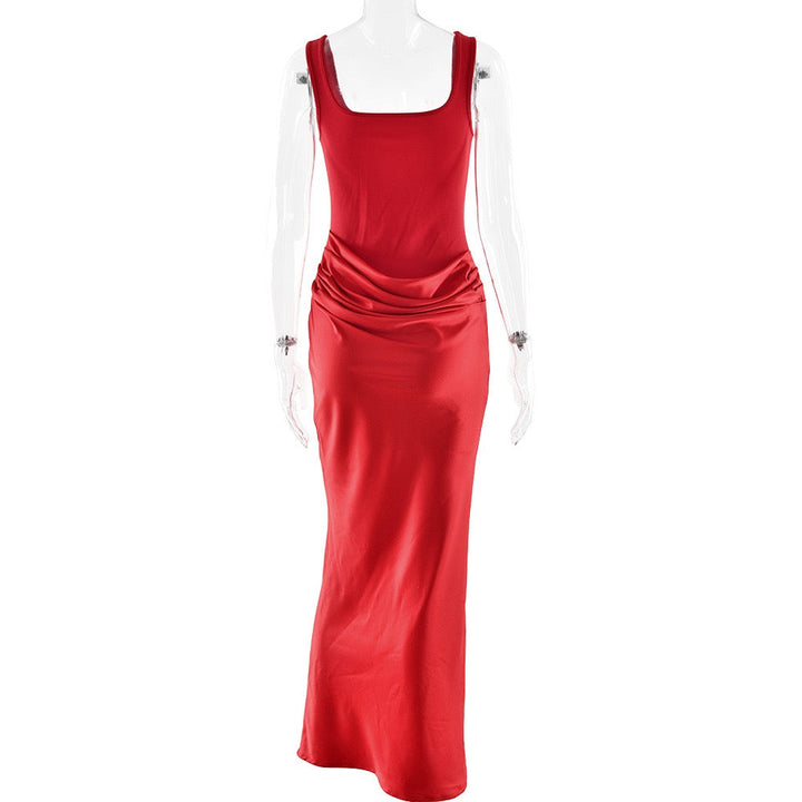 Maxi dress with satin pleats and bodice - Tamara