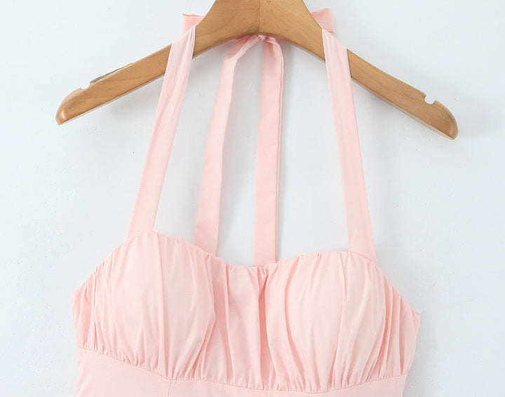 Maxi balloon dress with slit design and tie at the back - Bianca