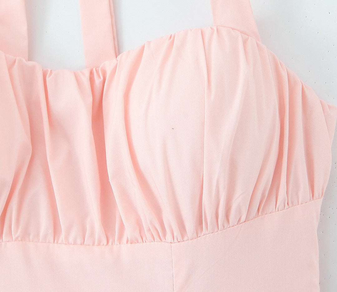 Maxi balloon dress with slit design and tie at the back - Bianca