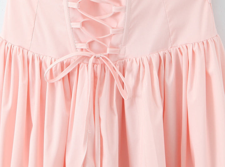 Maxi balloon dress with slit design and tie at the back - Bianca