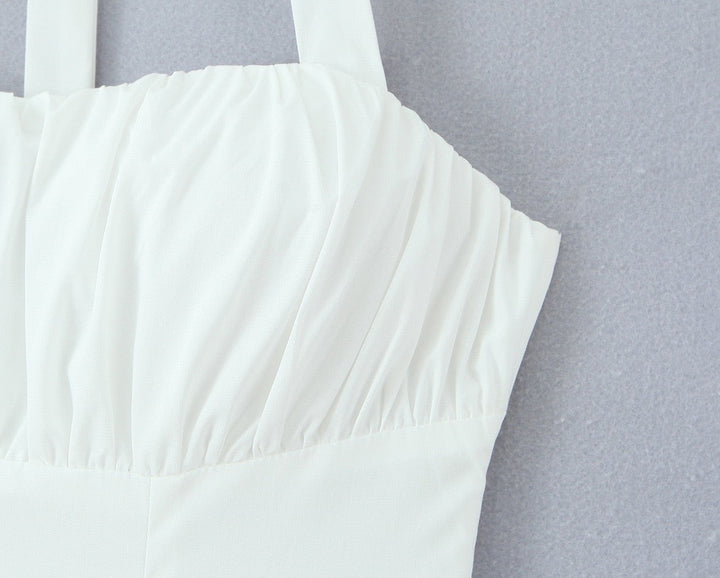 Maxi balloon dress with slit design and tie at the back - Bianca