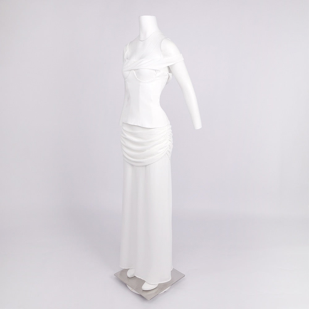 Chiffon maxi dress with a corset design and pin fastening - TOMMY