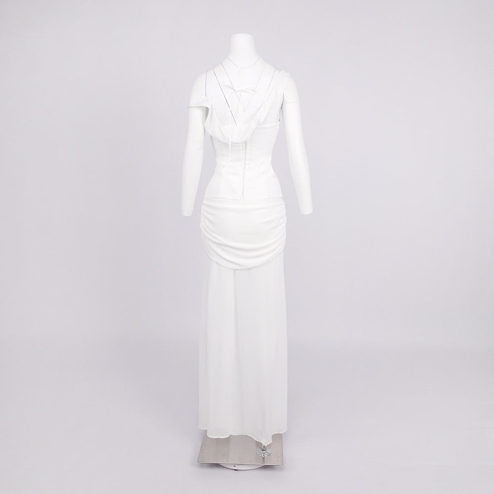 Chiffon maxi dress with a corset design and pin fastening - TOMMY