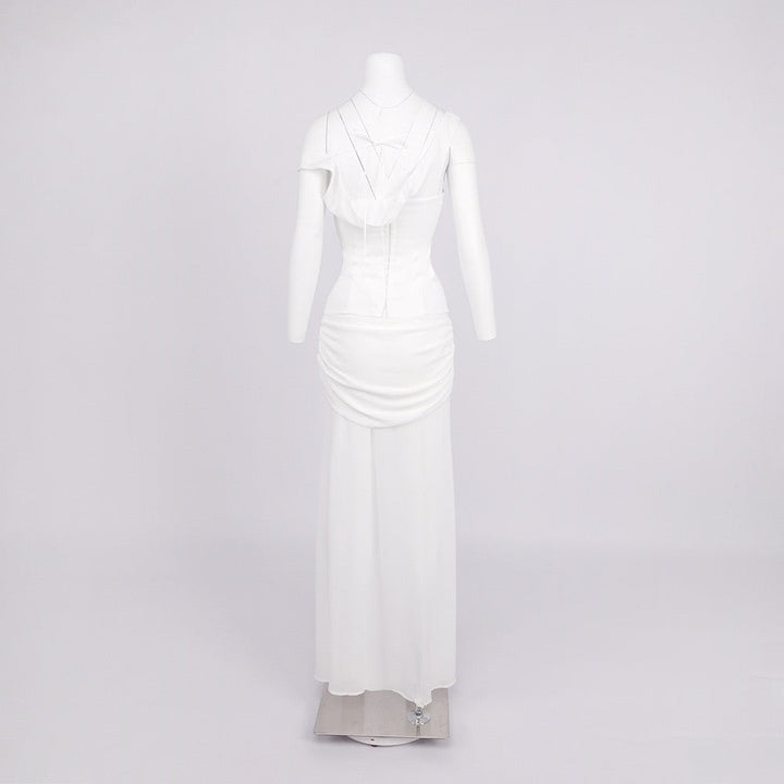 Chiffon maxi dress with a corset design and pin fastening - TOMMY
