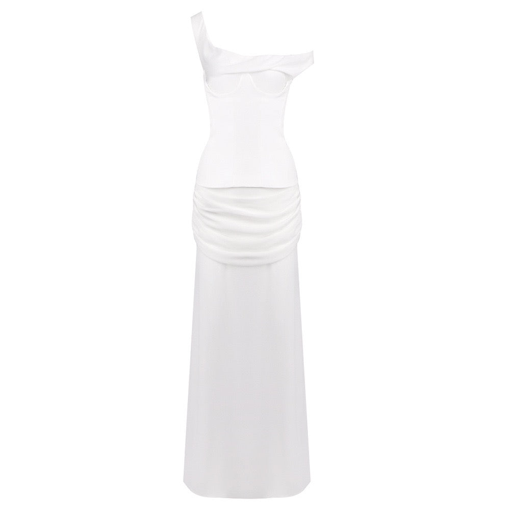 Chiffon maxi dress with a corset design and pin fastening - TOMMY