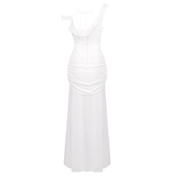 Chiffon maxi dress with a corset design and pin fastening - TOMMY